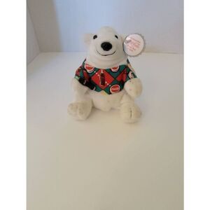 Vintage Coca-Cola Polar Bear Plush Argyle Shirt 1997 Bean Bag Plush Small